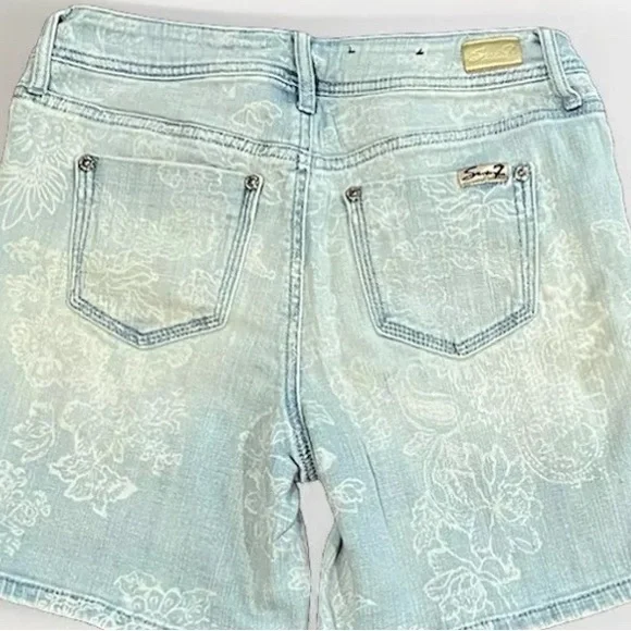 New Seven7 Shorts Cuffed Light Wash Embroidered Womens Knox Blue 4 - Picture 5 of 6